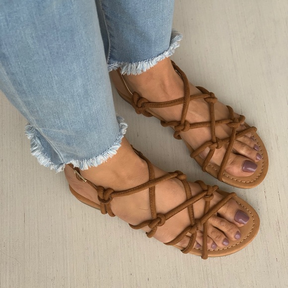 Cognac Chic Knotted Strappy Sandal - Picture 3 of 6